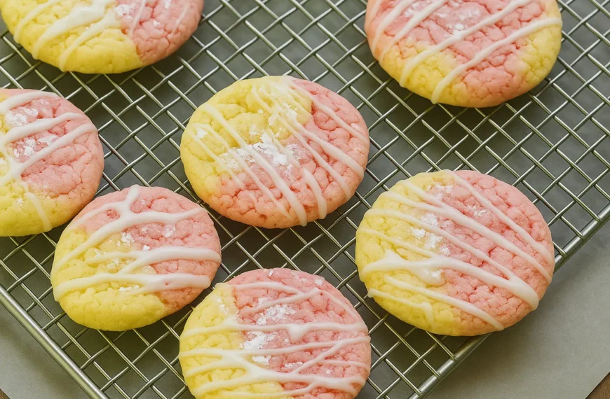 Sweet & Zesty: Strawberry Lemonade Cookies with Glaze