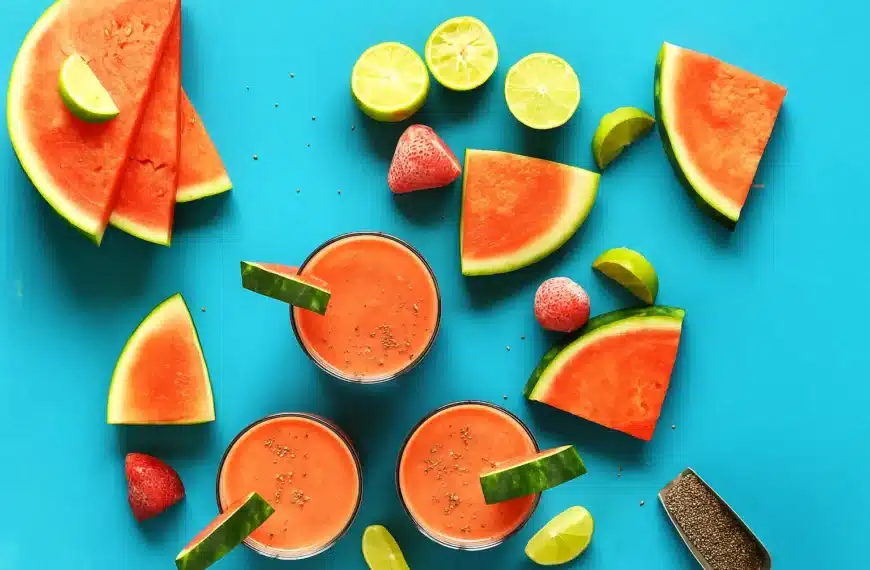 Summer in a Glass: Strawberry Chia Watermelon Smoothie