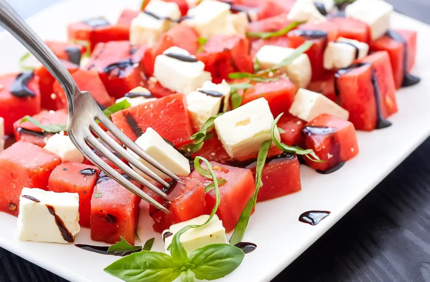 Sweet, Smoky & Savory: Grilled Watermelon Feta Basil Salad