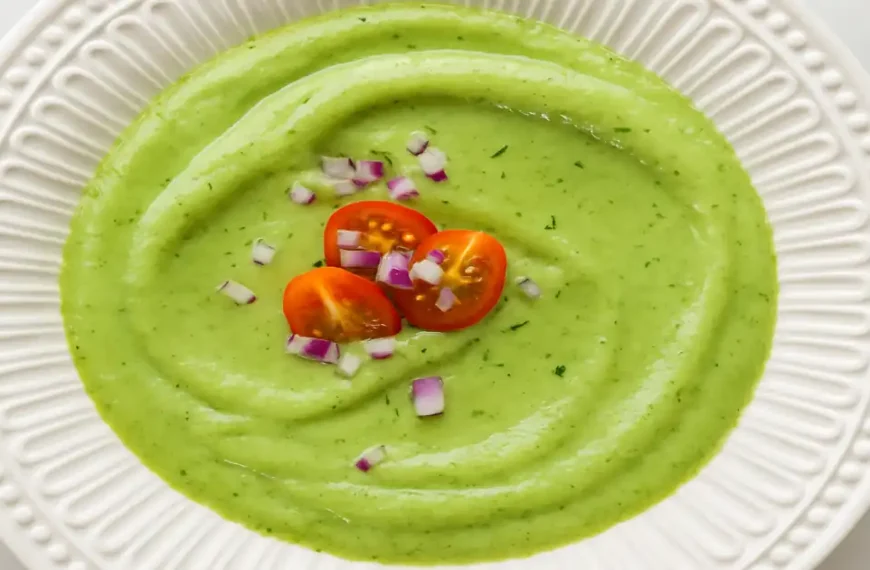Chilled Cucumber Avocado Soup with Lime and Dill