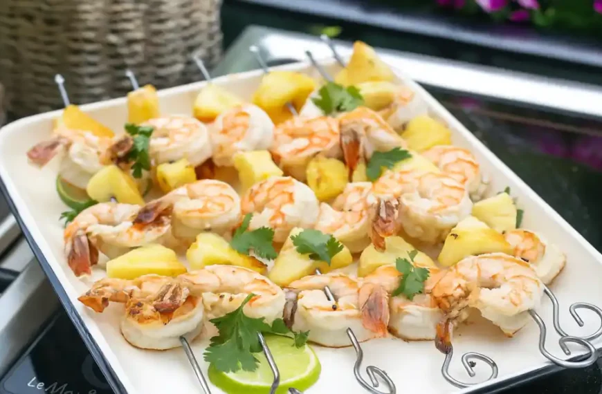Grilled Coconut-Lime Shrimp Skewers with Pineapple