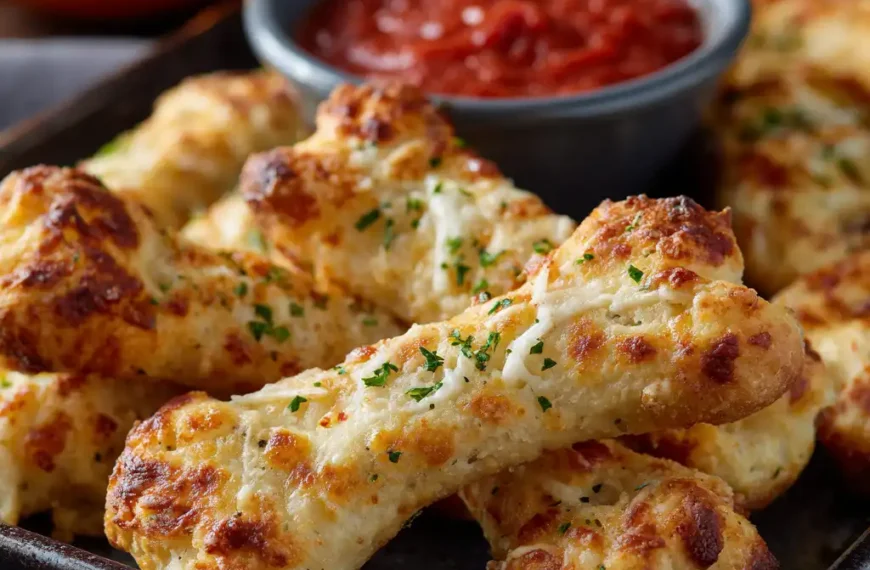 Spine-Chilling Cheesy Halloween Breadstick Bones with Marinara Blood for Dipping