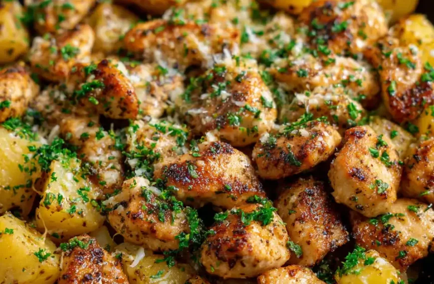 Garlic Parmesan Chicken and Potato Skillet: A Creamy One-Pan…