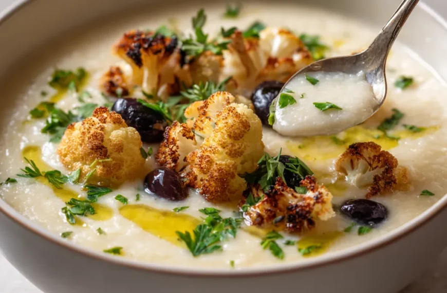 Cauliflower Soup That’s Creamy, Roasted & Mediterranean-Inspired
