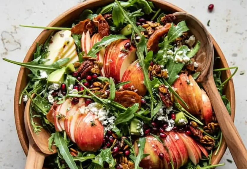 Fall Harvest Honeycrisp Apple and Feta Salad with Maple Pecans and Crispy Prosciutto
