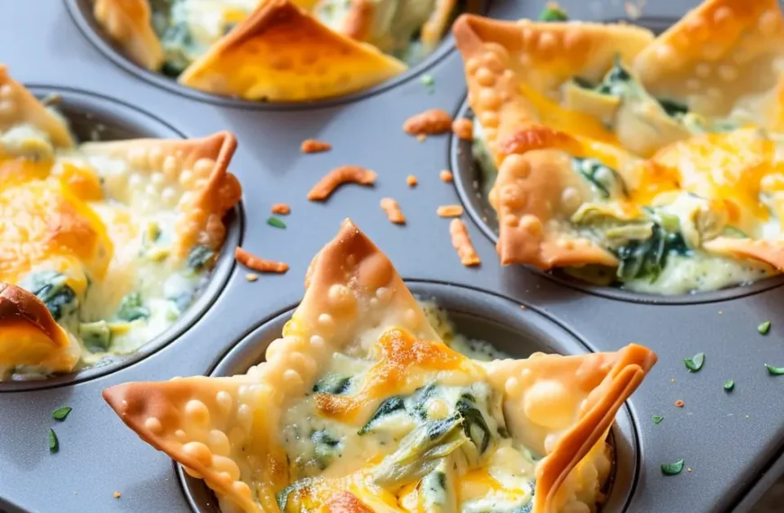 Spinach and Artichoke Wonton Cups: Crispy, Creamy Party Bites