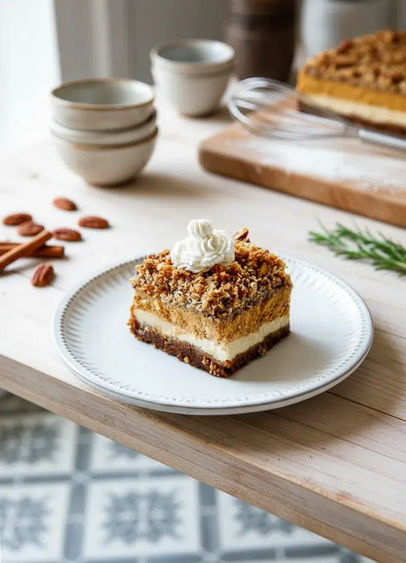 Pumpkin Cheesecake Bars: Creamy, Spiced, and Topped with Pecan Streusel