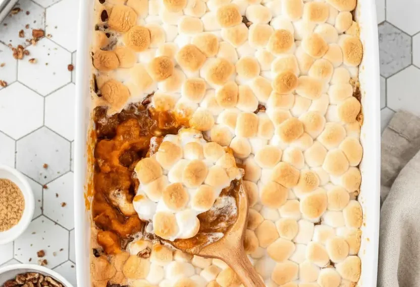 Sweet Potato Casserole with Marshmallows:…