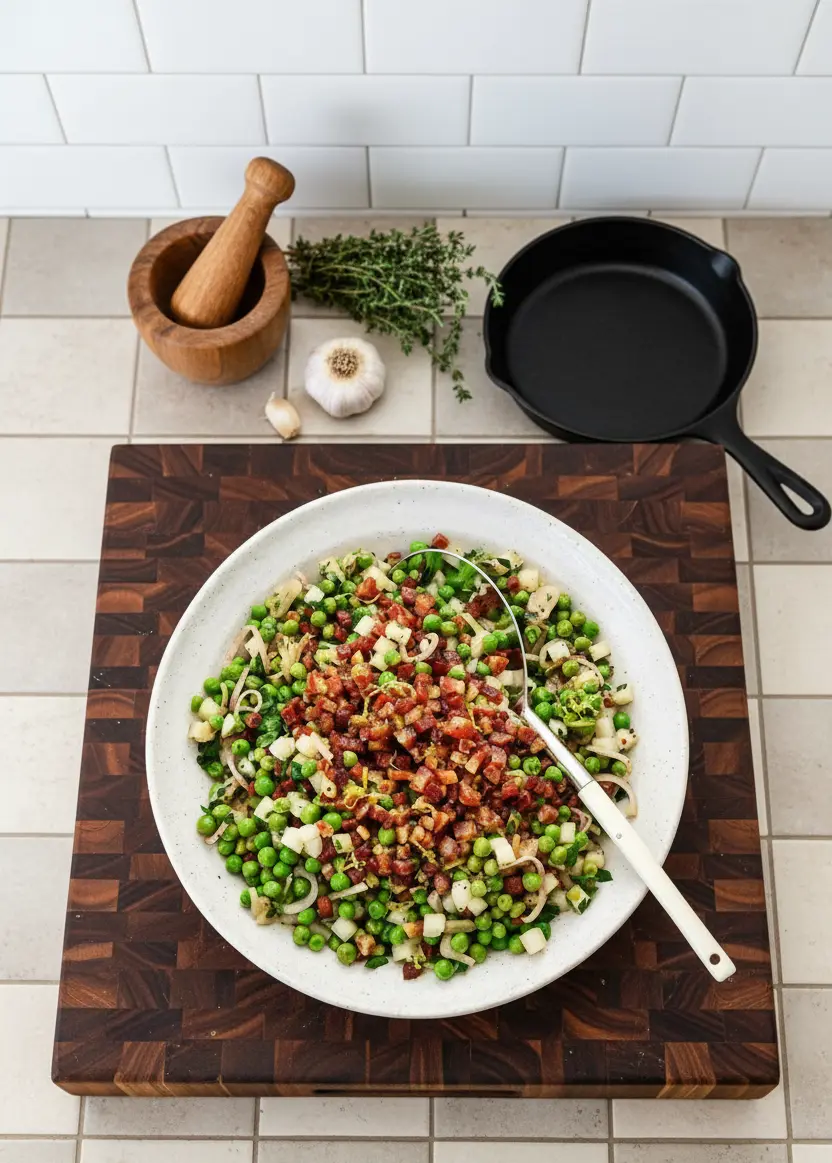Thanksgiving Peas (with Pear and Pancetta): A Sweet-Savory Holiday Side Dish