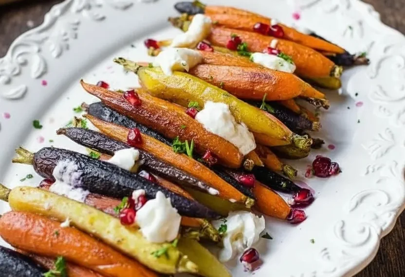 Honey Roasted Rainbow Carrots with…