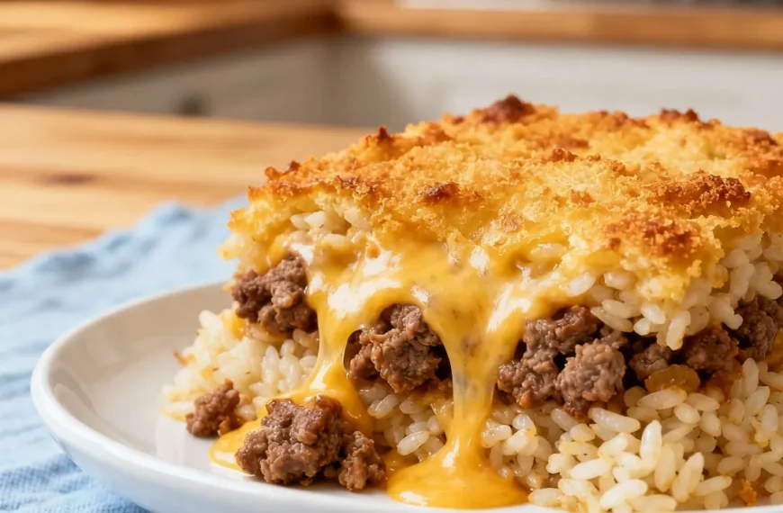 Cheesy Hamburger Rice Casserole –…