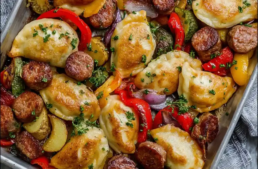 Easy Pierogi Sausage and Veggie Sheet Pan Dinner