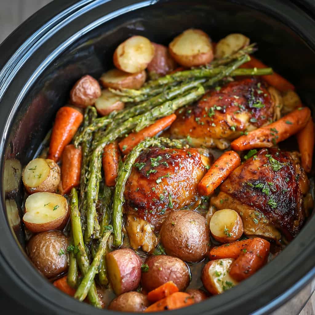 Slow Cooker Honey Garlic Chicken and Veggies