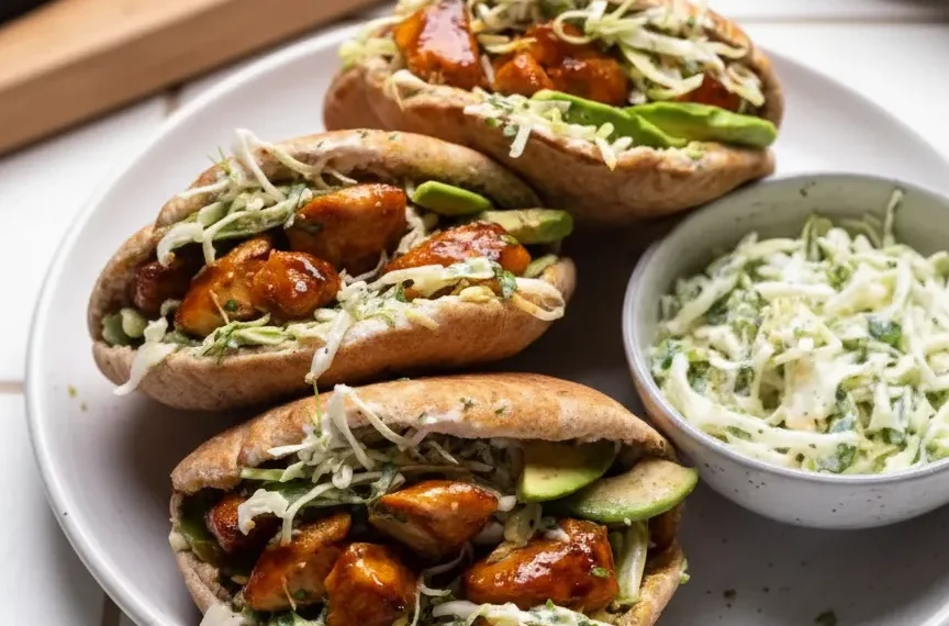 Sheet Pan Chicken Pitas with Herby Ranch Slaw: A…