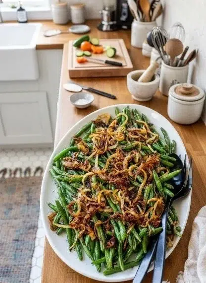 Roasted Green Beans with Caramelized Onions